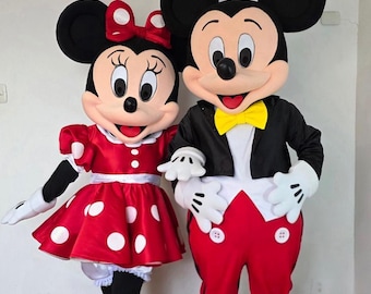 Mickey and Minnie mascot costume , cosplay mascot, botarga, minnie costume, Adult Full Body Mouse Costume, couple minnie and mickey, cosplay