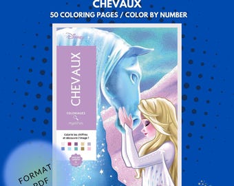 chevaux, Coloriages Mysteres, coloring books, coloring page, digital coloring, Disney Coloring Book, PDF Coloring Book, color by numbers
