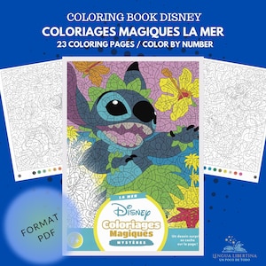 Coloring books, coloring pages, color by numbers, Instant, coloring for adults, Disney Mystery color, STICH, coloriages magique, princess