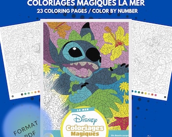 Coloriages Mysteres, coloring books,coloring page, digital coloring, Disney Coloring Book,PDF Coloring Book,color by numbers, stich, mermaid