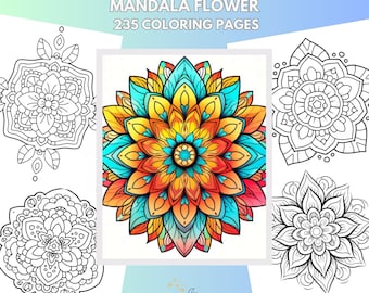 235 Mandala Coloring Pages: Stress Relief Art (PDF Pattern)