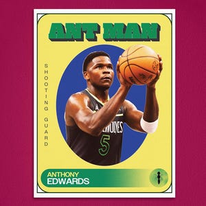 Anthony Edwards poster, Ant Man nickname poster, vintage basketball card, NBA gifts, NBA poster, vintage basketball print, sports wall art