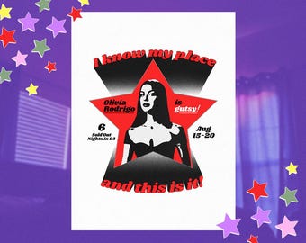 Olivia Rodrigo Poster Print download, Concert Poster, Pop Music Poster, Pop Artist Poster, Grunge art, Pop Music Wall Art, girly wall decor