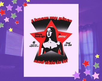 Olivia Rodrigo Plakatdruck, Konzertplakat, Popmusikplakat, Popkünstlerplakat, rosa Plakatdruck Grunge Druck Plakat, Popmusik Wandkunst