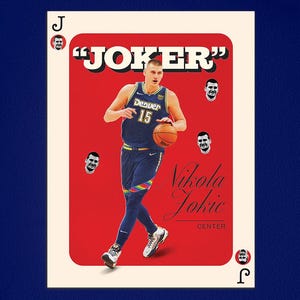 Affiche Nikola Jokic, affiche Joker, affiche Denver Nuggets, carte de basket-ball vintage, cadeau NBA, affiche NBA, affiche de basket-ball, art mural sport