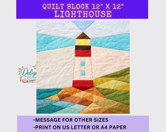 Modello per trapunta a forma di faro - Blocco di carta da 30 x 30 cm