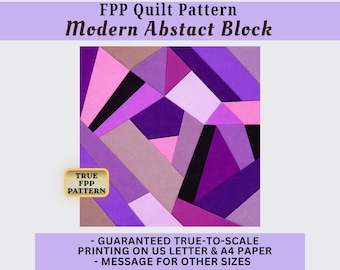 Modern Abstract Quilt Pattern - Foundation Paper Piecing Block FPP - PDF