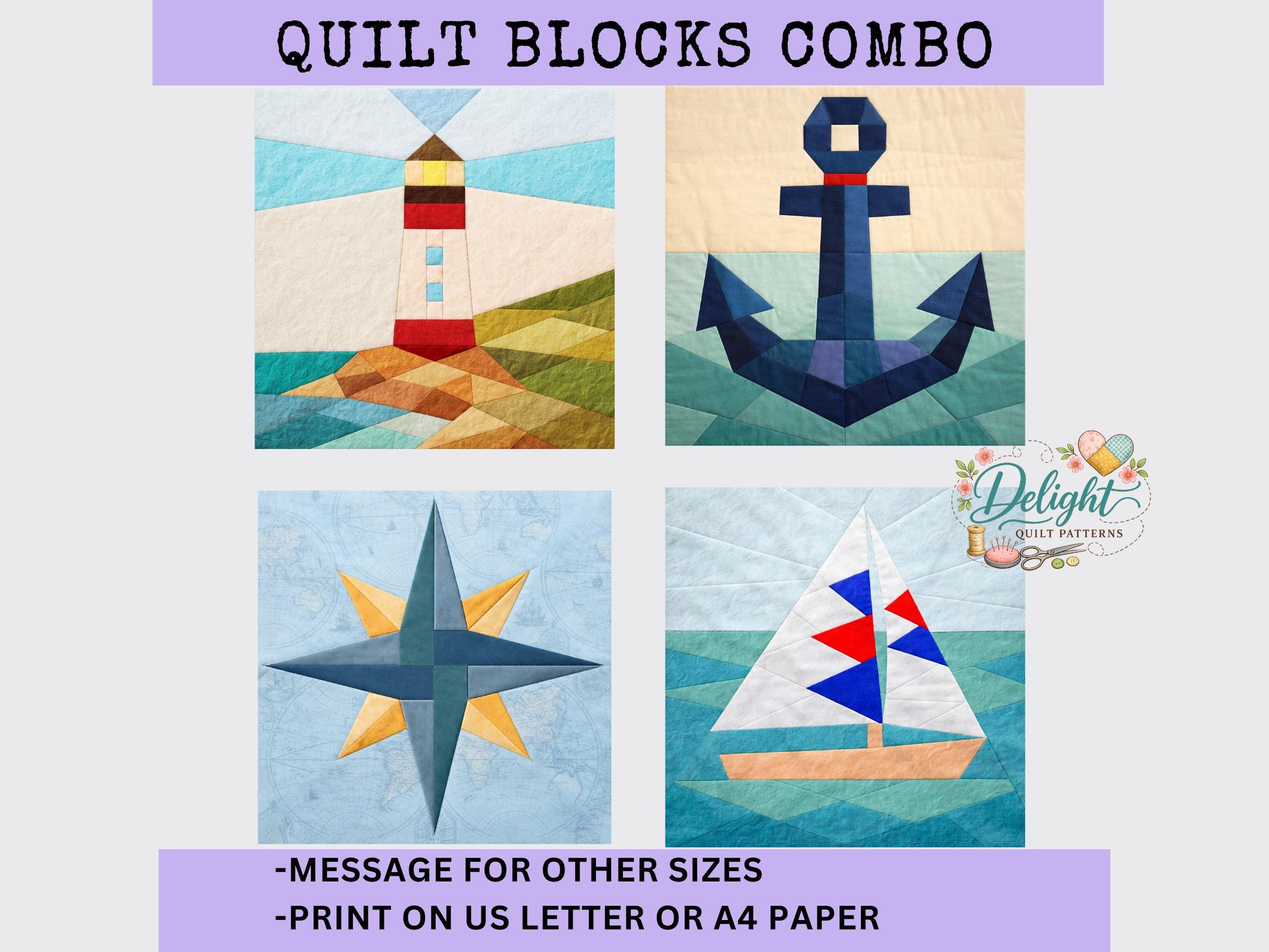 Sailboat quilt block pattern - Etsy 日本