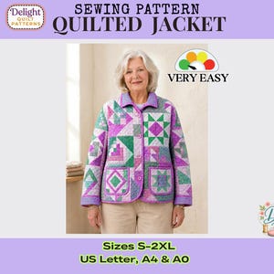 Quilted Jacket Sewing Pattern Sizes: S- 2XL and Business Guide  – Very Easy – (PDF Download)