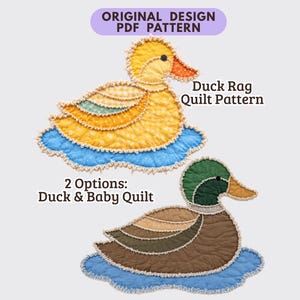 Duck Rag Quilt Pattern, Mallard Sewing, Baby Duck, Farmhouse Decor, Easy, Bonus | PDF