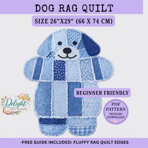 Modello digitale per trapunta a rag patchwork con motivo di cuccioli di cane - Coperta per neonati accogliente, adatta ai principianti, morbida e confortevole.