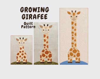 Growing Giraffe Quilt Pattern, Modular Baby, Blanket, Nursery Wall Hanging, Traditional Piecing & Applique | PDF
