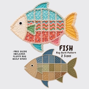 Fish Rag Quilt Pattern, Frayed Edge Applique, Sweatshirt Patch, Table Decor, Fisherman Gift | PDF