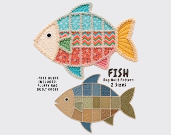 Fish Rag Quilt Pattern, Frayed Edge Applique, Sweatshirt Patch, Table Decor, Fisherman Gift | PDF