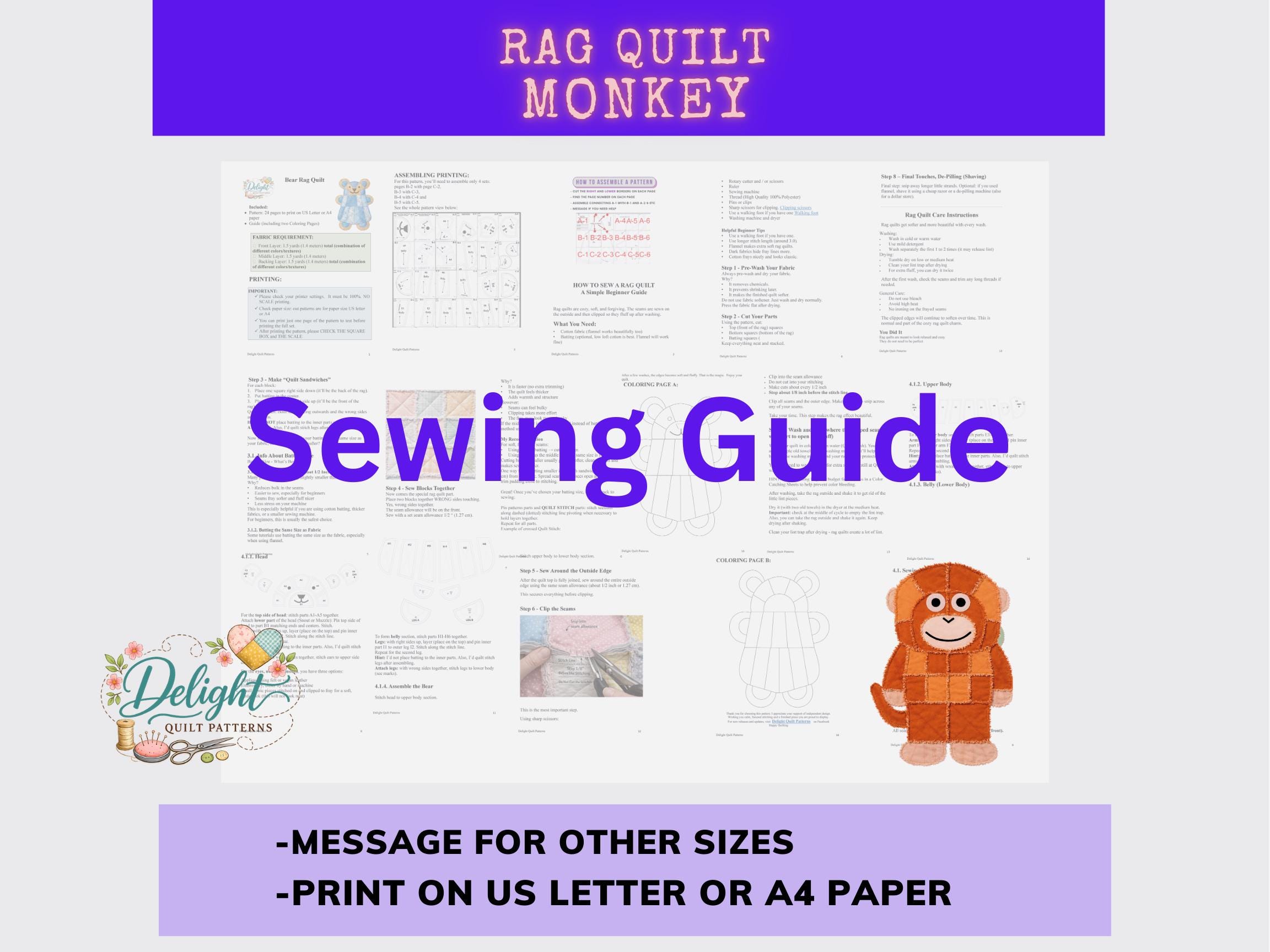 Monkey Rag Quilt Pattern Design - Cozy, Beginner-friendly, Soft and ...