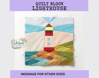 Lighthouse Quilt Pattern - 12" x 12" Paper Piecing Block