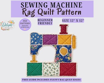 Modello per trapunta a ragtime per macchina da cucire – Design geometrico – Molto facile – (Download PDF)