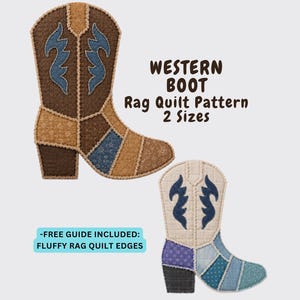 Patrón de colcha de retazos con botas de vaquero/vaquera, estilo western, costura, decoración de rancho de rodeo – Fácil – PDF