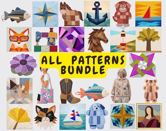 All Patterns Ultimate Quilt Bundle - Whole Shop - Rag Quilts, Quilt Blocks, Applique, Tote Bags
