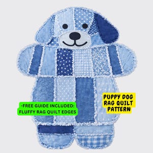 Dog Puppy Rag Quilt design Digital Pattern - Cozy, Beginner-Friendly, Soft and Snuggly Baby blanket