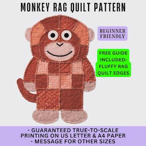 Monkey Rag Quilt Pattern Design -  Cozy, Beginner-Friendly, Soft and Snuggly Baby blanket