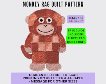 Monkey Rag Quilt Pattern Design -  Cozy, Beginner-Friendly, Soft and Snuggly Baby blanket