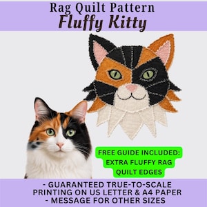 Patrón de colcha de retazos con diseño de gato, tapiz de pared, animal, costura – Diseño de arte geométrico – PDF