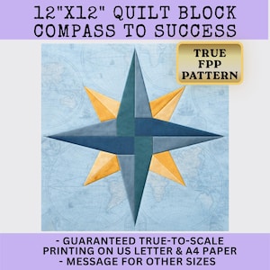 Compass to Success Quilt Block Pattern Find Your Way - 12" x 12" Paper Piecing Block