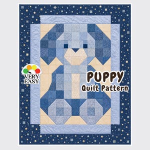 Puppy Quilt Pattern, Easy Baby Nursery Dog, Beginner Patchwork, Quilt PDF