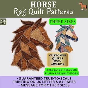 Motifs de courtepointe Horse Rag en trois tailles - Conception géométrique d'art sauvage - Facile - (Téléchargement PDF)