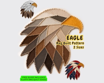 Eagle Rag Quilt Pattern, Patriotic USA Flag Decor, American Eagle, Bird Sewing (PDF)
