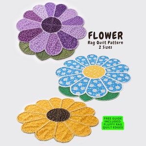 Patchworkmuster mit Blumenmotiv, Spielmatte mit Gänseblümchen, Sonnenblumen und Gerbera – Einfach – (PDF-Download)