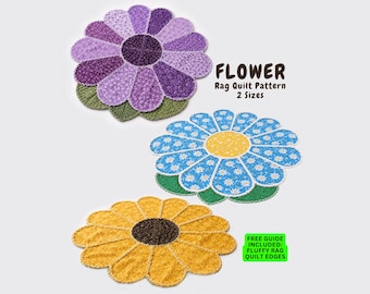 Flower Rag Quilt Pattern, Floral Daisy Sunflower Gerbera Baby Play Mat – Easy – (PDF Download)
