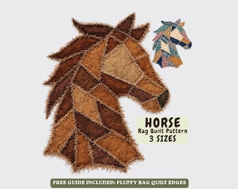 Horse Rag Quilt Patterns Three Sizes – Geometric Wild Art Design – Easy – (PDF Download)