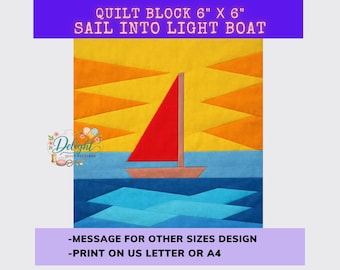 Sail Into Light Boat Quilt Pattern - 6" x 6" Paper Piecing Design Block