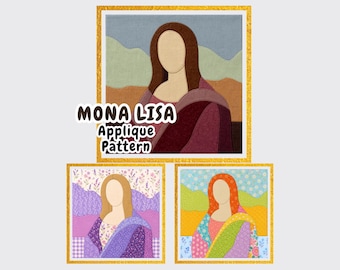 Mona Lisa Applique Pattern, Faceless Renaissance Portrait Quilt Art, Raw Edge Fusible PDF SVG
