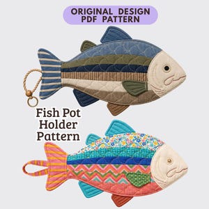Patrón de costura para salvamanteles con forma de pez, salvamanteles acolchado, regalo para pescadores, cocina / PDF