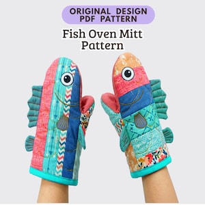 Fish Oven Mitt Sewing Pattern, Quilted Hot Pad, Fisherman Gift, Kitchen | PDF