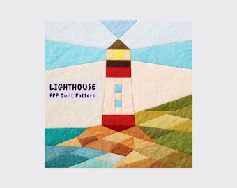 Lighthouse Quilt Pattern - Calm Geometric Design - FPP Paper Piecing Block - PDF
