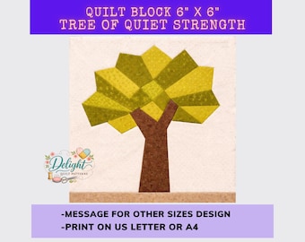 Tree of Quiet Strength Quilt Pattern – 6"x6" Paper Piecing Block Design (PDF Pattern)