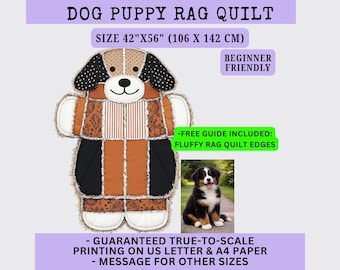Puppy Rag Quilt design pattern 42"x56" - Dog Cozy, Beginner-Friendly, Snuggly Baby blanket