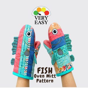 Fish Oven Mitt Sewing Pattern, Quilted Hot Pad, Fisherman Gift, Kitchen | PDF