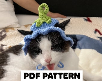 Crochet Flower Cat Hat Pattern, Flower Fairy Crochet Pet Hat, Lily Cat Hat (PDF File)