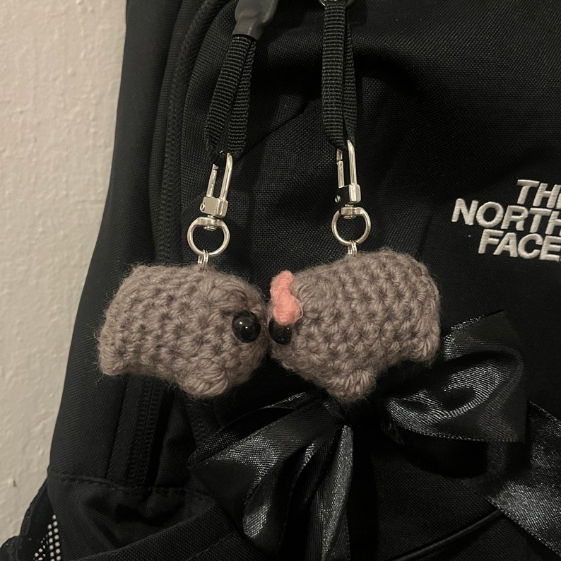 Sad Hamster Couple Keychain, Crochet Sad Hamster Magnetic Keychain, Mini Hamster Keychain, Hamster from Tiktok Meme, Cute Coquette Hamster image 2