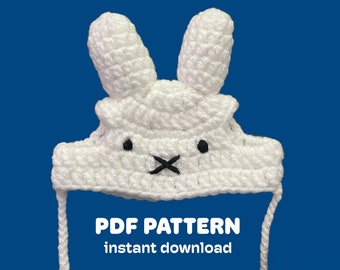 White Bunny Crochet Pattern, White Bunny Rabbit Crochet Cat Hat for Cats and Small Dogs (PDF file), Cute Rabbit Beanie Crochet