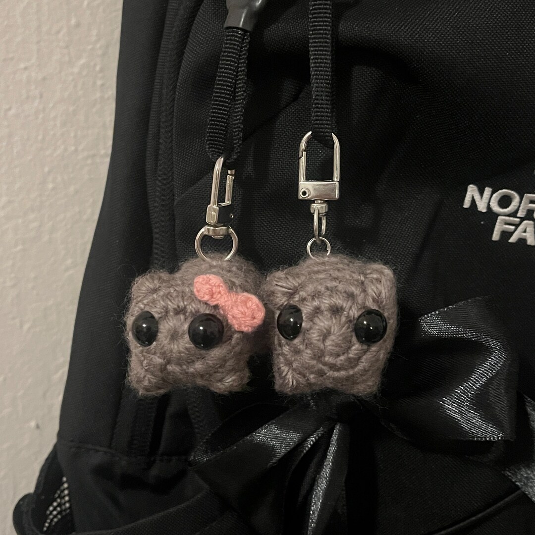 Sad Hamster Couple Keychain, Crochet Sad Hamster Magnetic Keychain