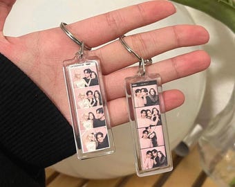 Custom Personalized Photobooth Keychain, Double Sided Photo Strip Keychain, Couple Gift, Photo Key Ring, Custom Gift, Anniversary Gift