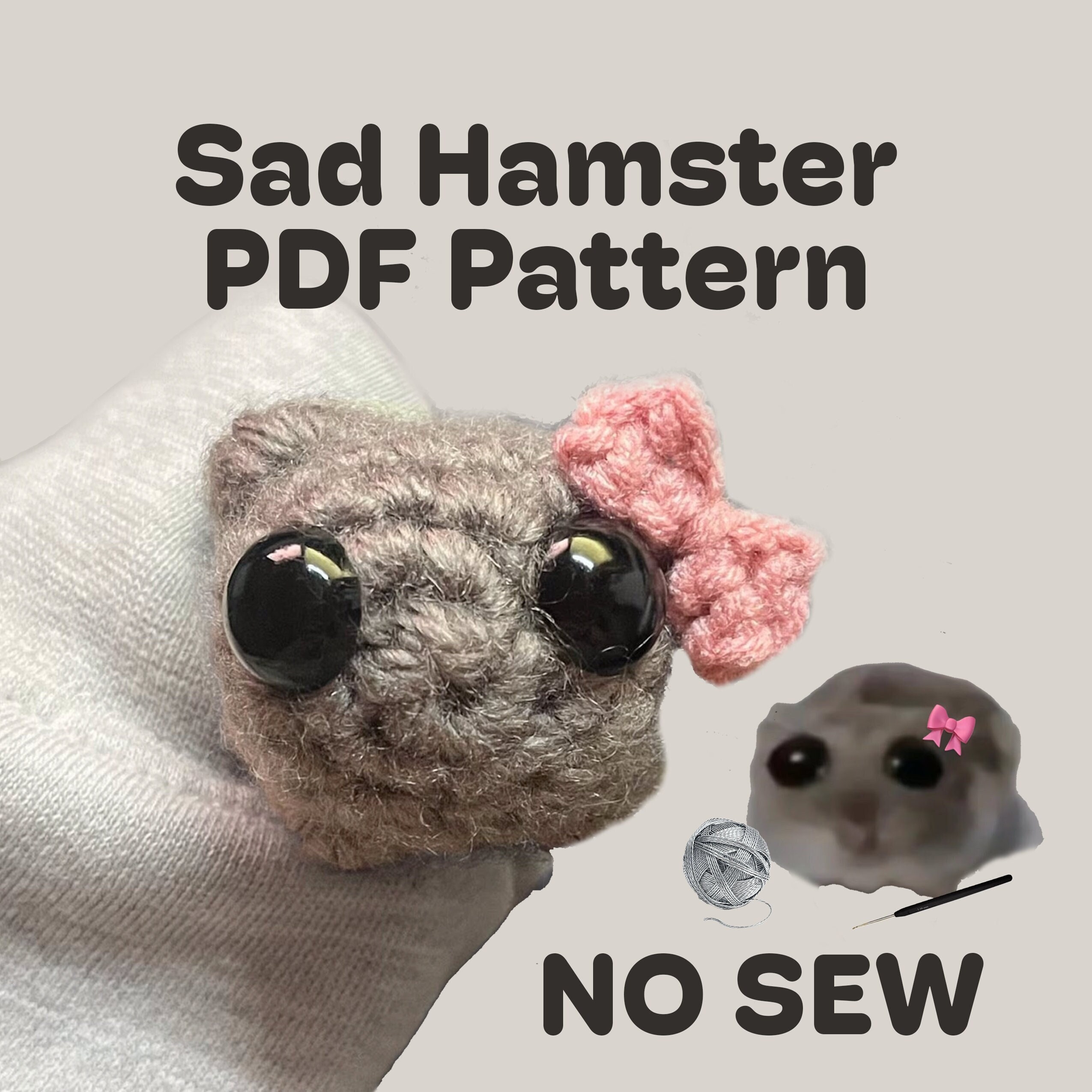 Sad Hamster with Bow Pattern