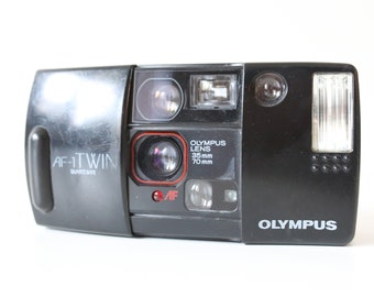 Olympus AF-1 Twin, same lens as MJU II  | 35mm f/2.8 lens - film tested and fully working Compact Point and Shoot Gift idea 35mm film camera