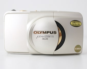 Olympus Mju II Zoom 115 DELUXE Gold Filmkamera mit 38-115mm Objektiv - Film getestet und voll funktionsfähig Vintage Compact Point and Shoot Geschenkidee